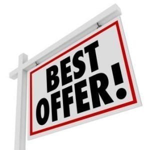 Home for sale sign for best offer