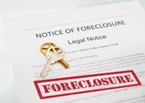 Foreclosure notice with house keys