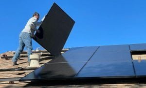 Solar Panels Being Installed on Roof