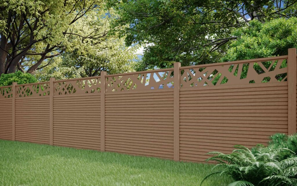 Slatted Teak Decorative Top Composite Fence