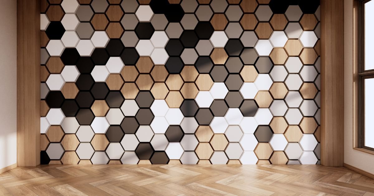 geometric tiles used to create an accent wall